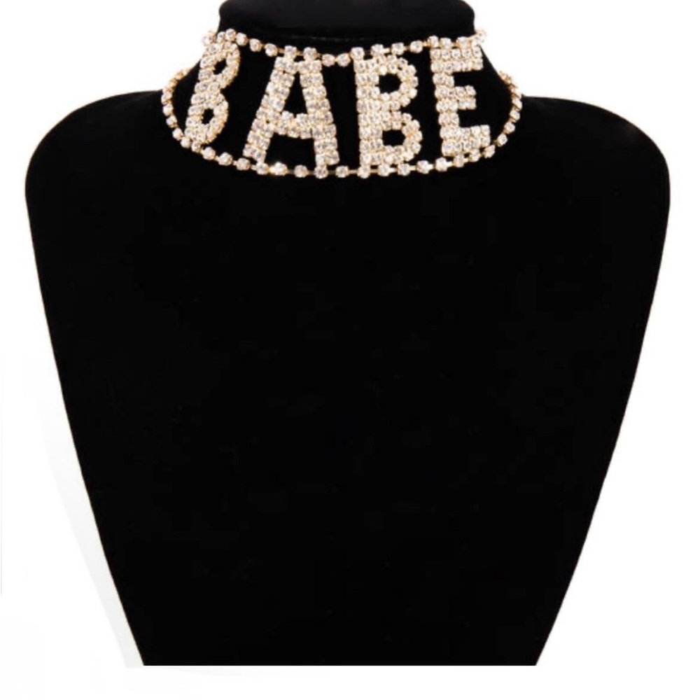 Silver Rhinestone NWT BABE Necklace / Choker